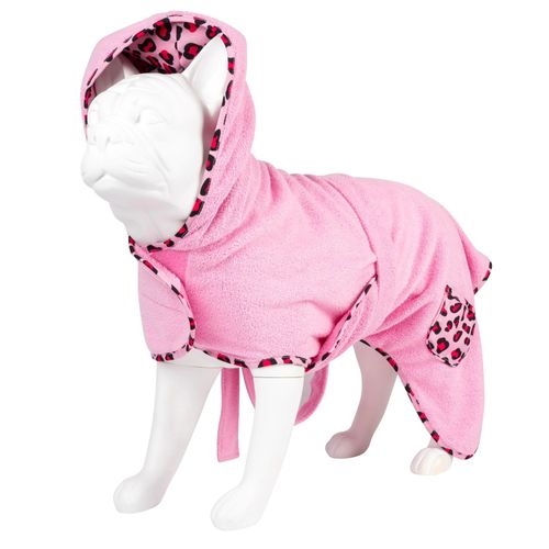 Max&Molly Dog Bathrobe Leopard Pink - szlafrok dla psa, miękki i chłonny, wzór cętki
