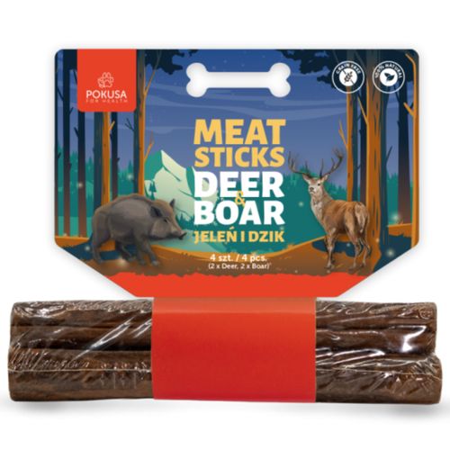 Pokusa Meat Sticks Deer & Boar 4szt. - mięsne gryzaki dla psa, jeleń i dzik