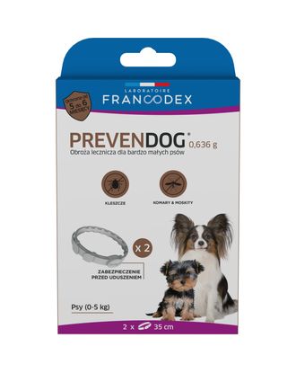 Francodex PrevenDog 35cm - lecznicza obroża na kleszcze i komary, dla bardzo małych psów - 2szt.