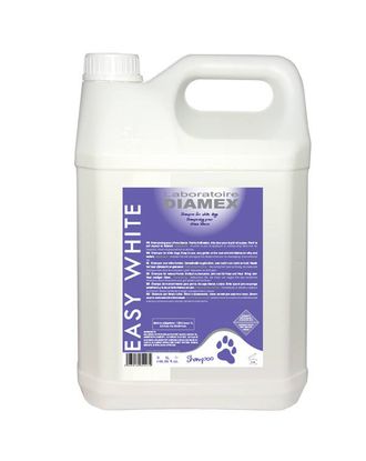 Diamex Easy White Shampoo - łagodny szampon dla psa z proteinami pszenicy i olejem kokosowym, do białej sierści, koncentrat 1:8 - 5L
