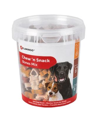 Flamingo Chew`n Snack Bone Mix - smaczki treningowe dla psa, z kurczakiem, wołowiną i rybami