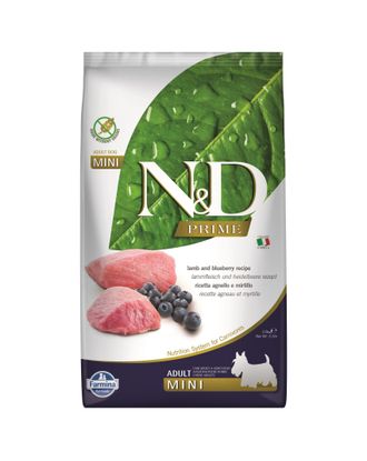 Farmina N&D Prime Lamb & Blueberry Adult Mini - pełnowartościowa bezzbożowa karma dla dorosłych psów małych ras, z jagnięciną i borówkami