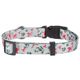Flamingo Collar Samar Light Green - kolorowa obroża dla psa, regulowana, wzór flamingi, liście, jasnozielona