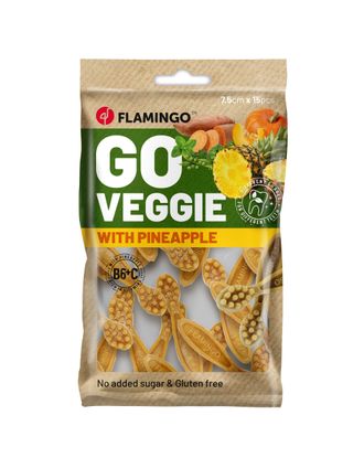 Flamingo Go Veggie Snacks with Pineapple 120g - wegańska przekąska dla psa, o smaku ananasa
