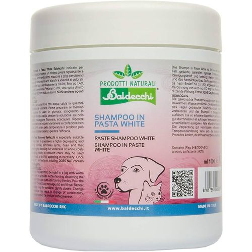 Baldecchi White Shampoo in Pasta 1L  - bardzo wydajny, skoncentrowany szampon w paście dla psów o białym i jasnym umaszczeniu