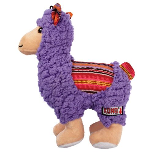 KONG Sherps Llama M 21cm - pluszowa lama maskotka dla szczeniaka i seniora, piszcząca i szeleszcząca