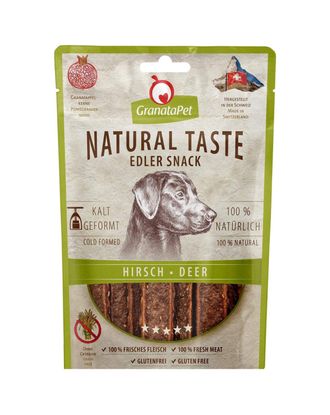 GranataPet Natural Taste Edler Snack Deer 90g - naturalne mięsne przekąski dla psa, jeleń