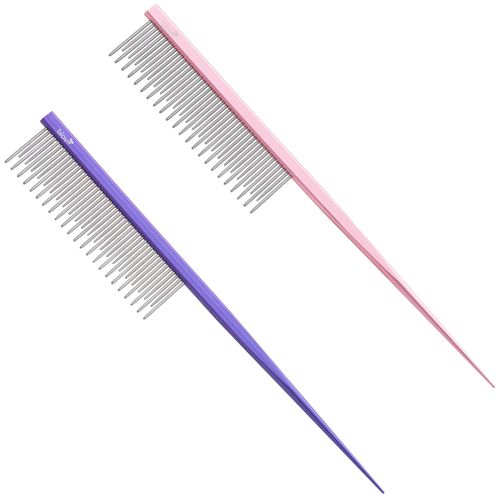 Blovi Rat Tail Comb Mixed 18 cm - metalowy grzebień ze szpikulcem, z mieszaną długością pinów