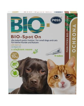 Pess Bio Spot On Neem Oil 10kg - naturalne krople na kleszcze i pchły dla kota i małego psa, z olejkiem neem