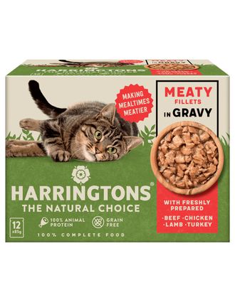 Harringtons Cat Meaty Fillets in Gravy 12x85g - bezzbożowa mokra karma dla kota, mięsne fileciki w sosie