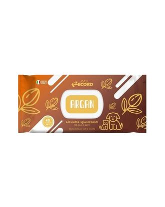 Record Salviette Argan 40szt. - uniwersalne chusteczki do czyszczenia sierści, oczu, uszu psa i kota, o zapachu arganu