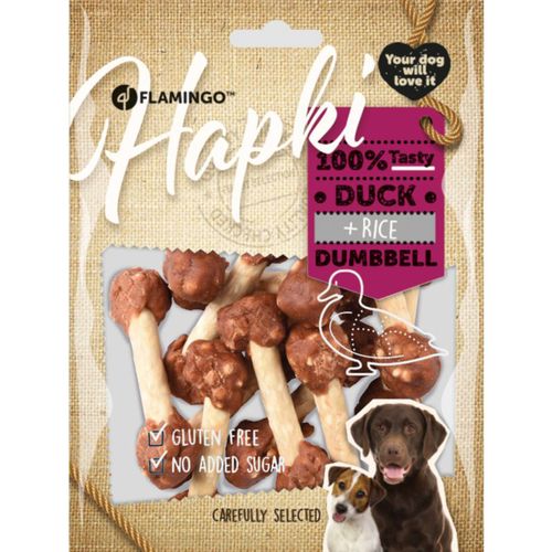  Flamingo Hapki Duck Rice Dumbbell 150g - przysmaki dla psa, kaczka, ryż skóra bydlęca