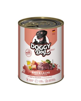 Doggy Dog Beef & Salmon - bezzbożowa mokra karma dla psa, z wołowiną i łososiem - 800g