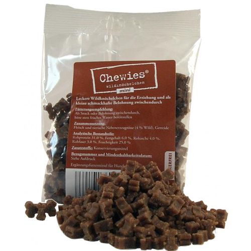 Pyszne przysmaki/treserki w postaci mini kosteczek Chewies - dziczyzna 125g