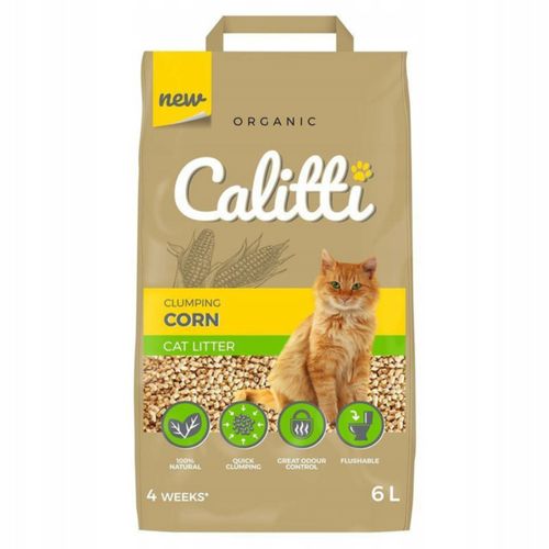 Calitti Organic Corn Cat Litter 6l - żwirek z ziaren kukurydzy dla kota, w 100% biodegradowalny
