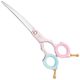 Blovi Teddy Line Pink Asian Style Scissors 6.5" – Lightweight Curved Grooming Scissors with Aluminium Handles