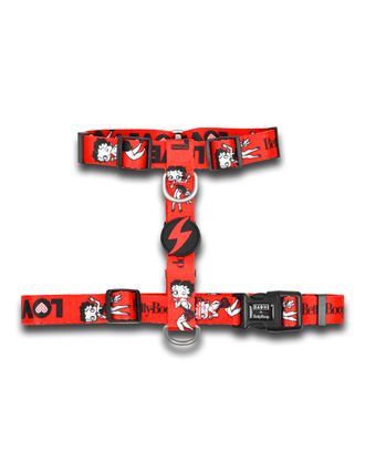 Dashi Vintage Betty Back Harness - regulowane szelki guard dla psa, wzór Betty Boop, czerwone