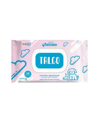 Record Salviette Talco - uniwersalne chusteczki do czyszczenia sierści, oczu, uszu psa i kota, o pudrowym zapachu