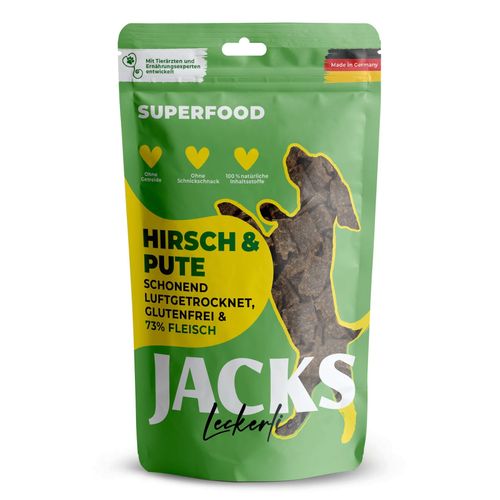 Jacks Leckerlie Superfood Hirsch & Schwein 90g - smaczki dla psa, 73% jeleniny i wieprzowiny