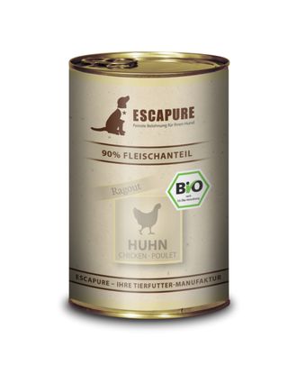 Escapure Huhn Bio 400g - ekologiczna, mokra karma dla psa, kurczak z warzywami i ziołami