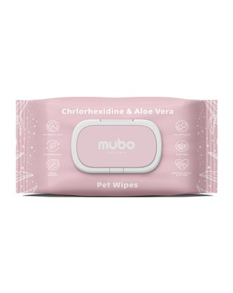 Mubo Chlorhexidine & Aloe Vera Pet Wipes 40szt. - chusteczki z chlorheksydyną i aloesem dla psa i kota, 20x30cm