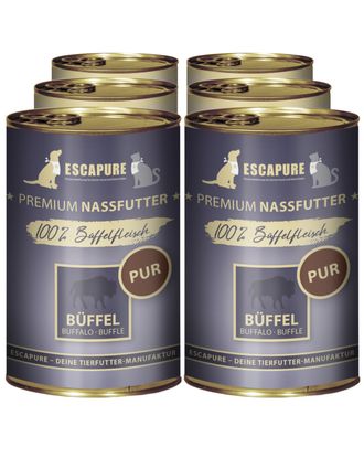 Escapure Buffel Pur - uzupełniająca mokra karma dla psa i kota, 100% bawoła - 6x 400g