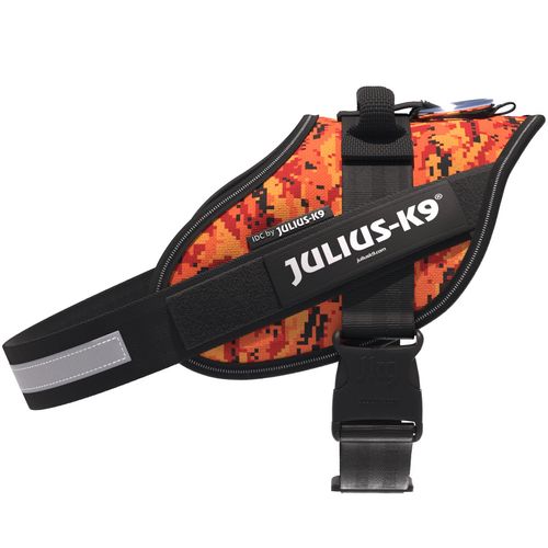 Julius-K9 IDC Powerharness Pixeljuice - szelki dla psa, z odblaskami, pomarańczowe piksele