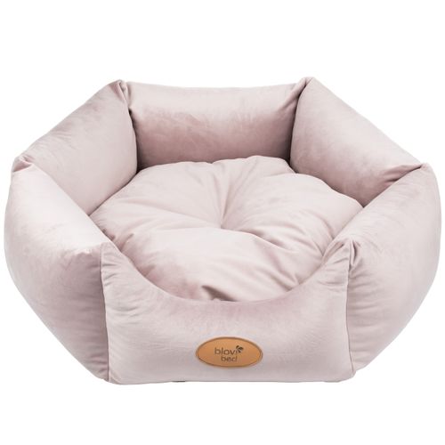Blovi Bed Velur Love Pink L - eleganckie welurowe legowisko dla psa i kota, heksagon brudny róż