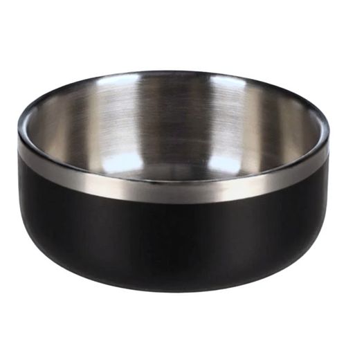Flamingo Lora Black & Sliver Steel Bowl - stalowa miska dla psa i kota, z podwójną ścianką, czarny mat