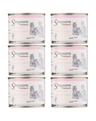 Simpsons Premium Cat Chicken with Salmon & Shrimp - bezzbożowa mokra karma dla kota, kurczak, łosoś i krewetki - 6x 200g
