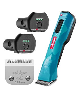 Heiniger Opal 2-Speed Brushless Clipper - Professional Two-speed Levels Animal Clipper With No. 40 Blade & Storage Case - two batteries