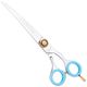P&W Stiletto Curved Scissors - solidne nożyczki groomerskie gięte z łożyskiem kulkowym, ściętymi krawędziami i szerokimi ostrzami