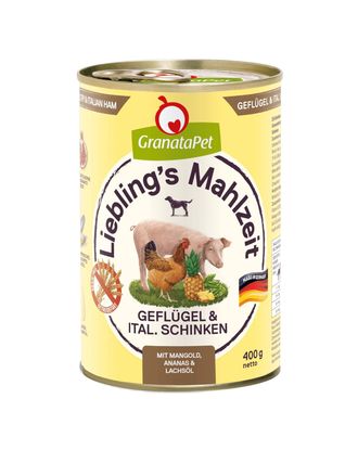 GranataPet Poultry & Italian Ham - bezzbożowa mokra karma dla psa, drób i włoska szynka - 400g
