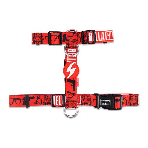 Dashi La Casa De Papel Bella Ciao Back Harness - regulowane szelki guard dla psa, motyw z serialu Dom z Papieru, czerwone
