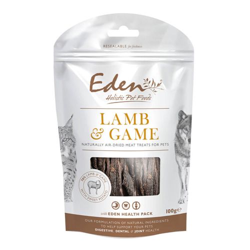 Eden Lamb & Game Treats 100g - smakołyki dla psów i kotów, na zdrowe zęby, stawy oraz żołądek, z jagnięciną i dziczyzną