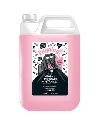 Bugalugs 3in1 Shampoo Conditioner & Detangler - szampon, odżywka i rozkołtuniacz dla psa, o zapachu maliny z cytryną - 5L