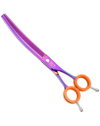 P&W ButterFly Curved Thinning Scissors 7,5" - degażówki groomerskie gięte, 58 ząbków z mikroszlifem