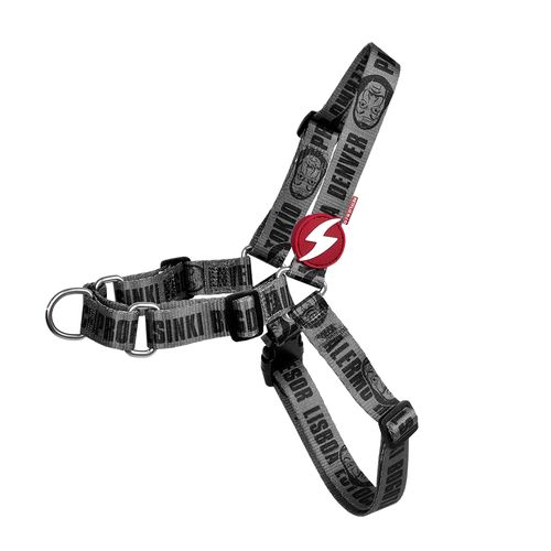 Dashi La Casa De Papel Melted Front Harness - szelki norweskie dla psa, motyw z serialu Dom z Papieru, grafitowe
