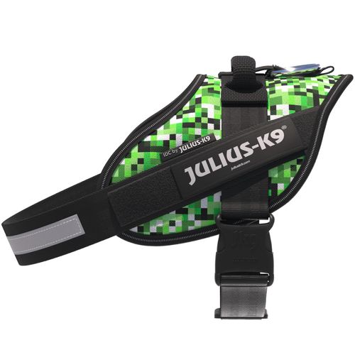 Julius-K9 IDC Powerharness Pixelfield - szelki dla psa, z odblaskami, zielone piksele