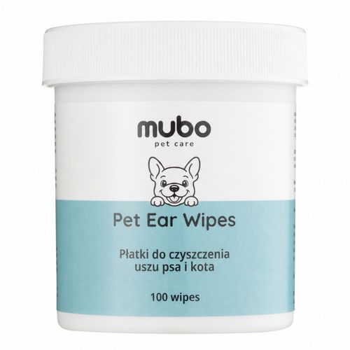 Mubo Pet Ear Wipes 100szt. - jednorazowe płatki do uszu psa i kota, nasączone płynem czyszczącym