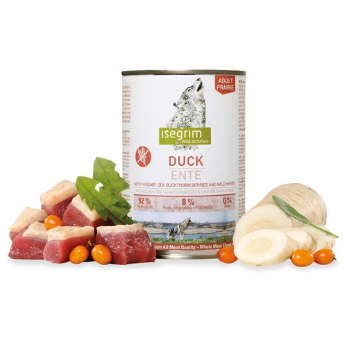 Isegrim Adult Duck & Parsnip - mokra karma dla psów dorosłych z kaczką, pasternakiem, owocami rokitnika, 400g