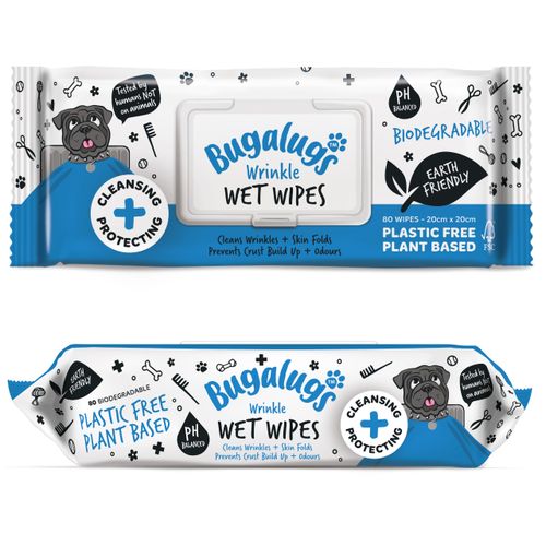 Bugalugs Wrinkle Wet Wipes 80szt. - chusteczki z chlorheksydyną do fałdów skórnych psa i kota