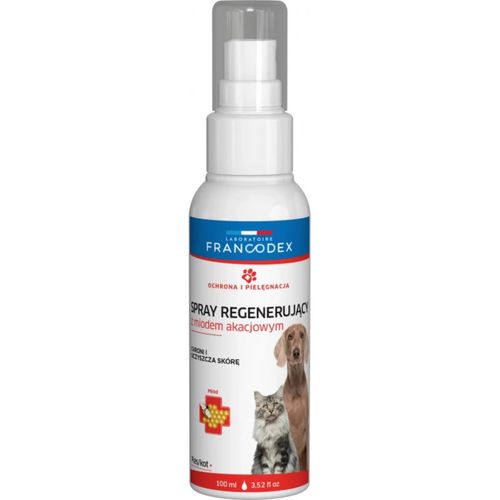 Francodex Spray Regenrujący 100ml - ochrona i oczyszczenie skóry psa i kota, z miodem akacjowym