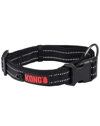 KONG Nylon Collar Black - obroża dla psa z odblaskowymi przeszyciami, czarna