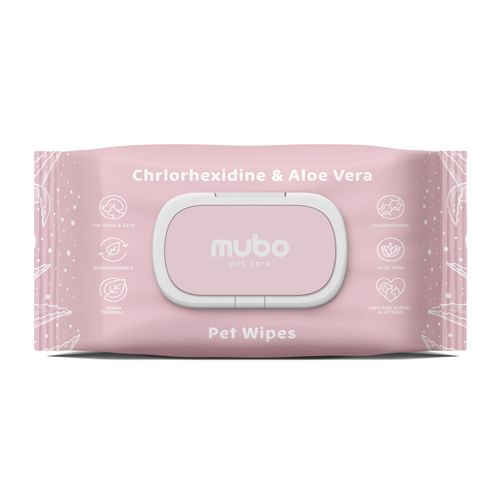 Mubo Chlorhexidine & Aloe Vera Pet Wipes 40szt. - chusteczki z chlorheksydyną i aloesem dla psa i kota, 20x30cm