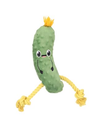 Flamingo Bubto Pickle with Rope 30cm - pluszak dla psa, ogórek ze sznurem, z piszczałką