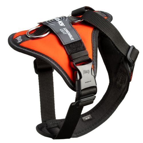Julius-K9 IDC Longwalk Light Harness UV Orange - lekkie szelki trekkingowe dla psa, z kieszonką na GPS, pomarańczowe