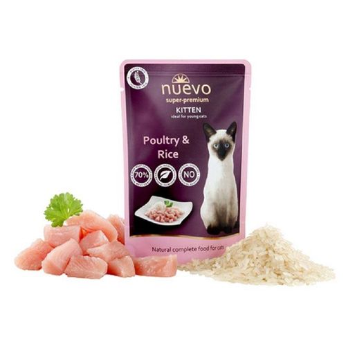 Nuevo Kitten Poultry & Rice 85g - mokra karma dla kociąt i młodych kotów, drób z ryżem, saszetka