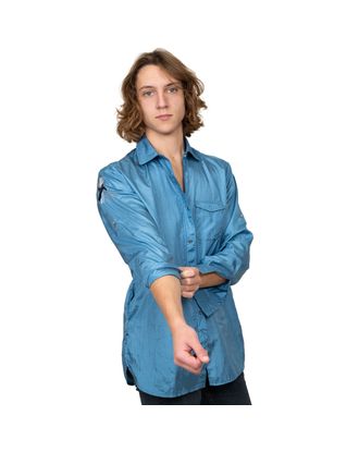 Tikima Ambra Shirt Blue - bluza groomerska z długim rękawem, koszula, niebieska