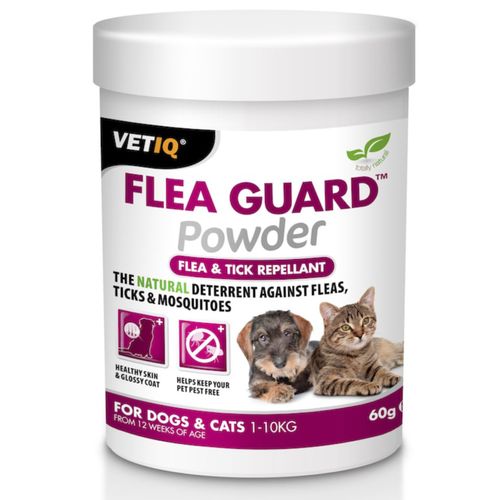 VetiQ Flea Guard Powder 60g - suplement odstraszający pchły i kleszcze u psa i kota, w proszku